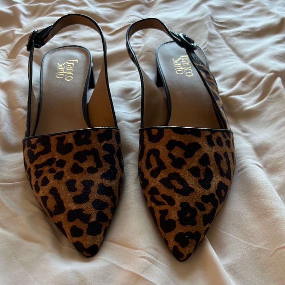 Franco Sarto Leopard Slingback Low Heels, brand new/never worn, size 10